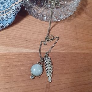 Feather and moonstone necklace